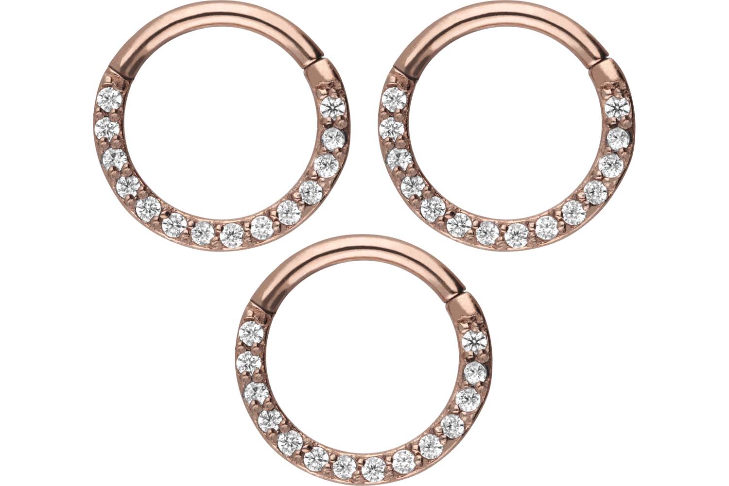 SET Chirurgenstahl Segmentring Clicker Piercing EINGEFASSTE KRISTALLE